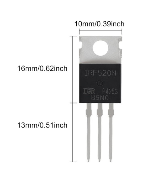 12 Transistores MOSFET IRF520N 9.7A 100V para Electrónica