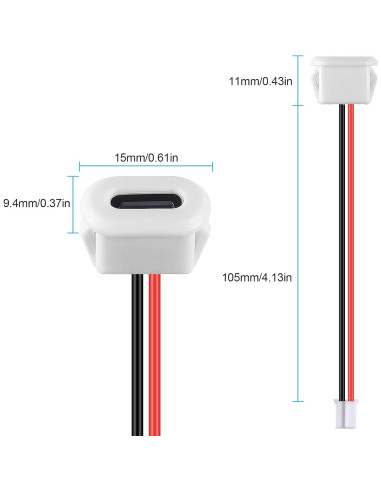 15 Conectores USB Tipo-C Hembrados 2P 3A JUZITAO