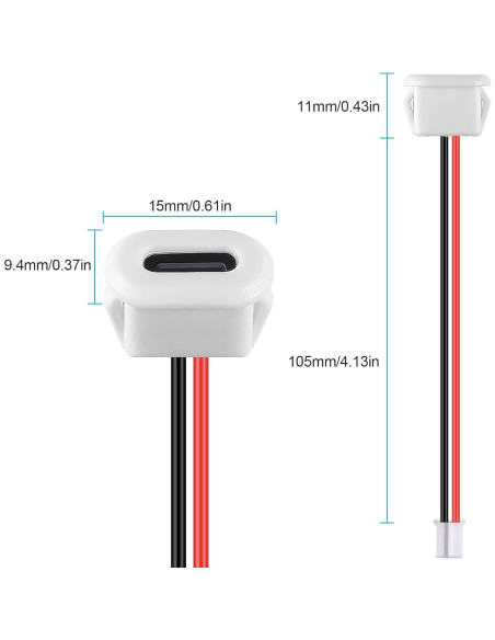 15 Conectores USB Tipo-C Hembrados 2P 3A JUZITAO