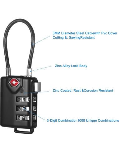 Candados TSA Cogguepe 2 PCS Combinación para Equipaje