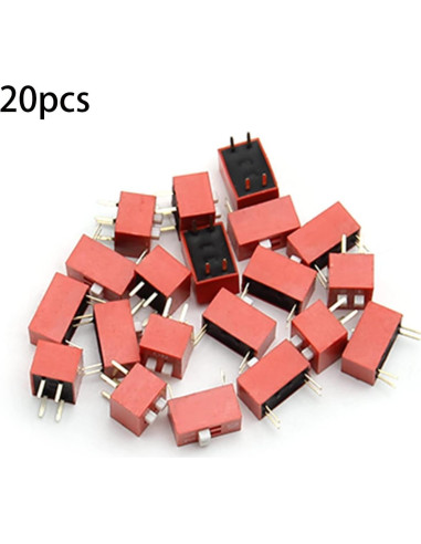 Interruptor DIP Horizontal Fielect 20 Pcs 2 Posiciones 2.54mm Rojo