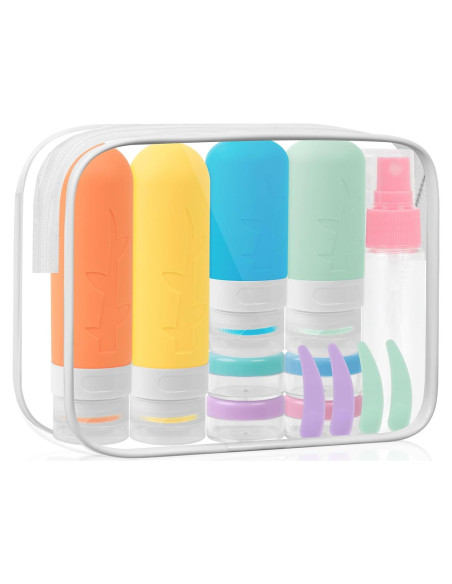 Kit de 19 Botellas de Viaje Silicona A Prueba de Fugas 90ml
