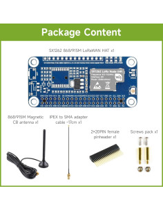 Módulo LoRaWAN SX1262 Waveshare con Antena Magnética 868/915M 2