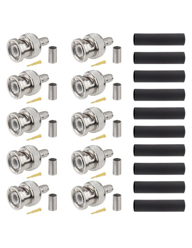 Conectores BNC Macho Crimp XRDS -RF 10PCS para Cables Coaxiales