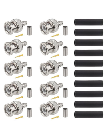Conectores BNC Macho Crimp XRDS -RF 10PCS para Cables Coaxiales