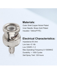 Conectores BNC Macho Crimp XRDS -RF 10PCS para Cables Coaxiales 2