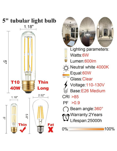 Bombilla LED E26 LiteHistory 6W Regulable 600lm 4000K - Paquete de 6