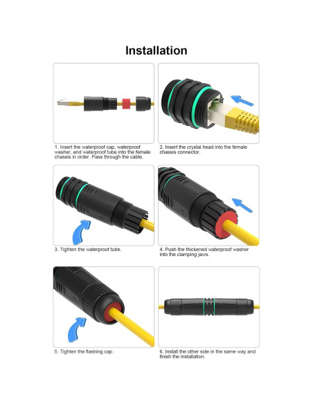 Adaptador de Extensión RJ45 Hembrado Zopsc CAT6 IP68 para Exterior