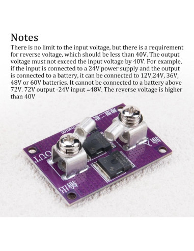Módulo de Diodo Solar KOOBOOK 60A Protección 40V Sin Limitación