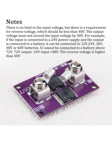 Módulo de Diodo Solar KOOBOOK 60A Protección 40V Sin Limitación