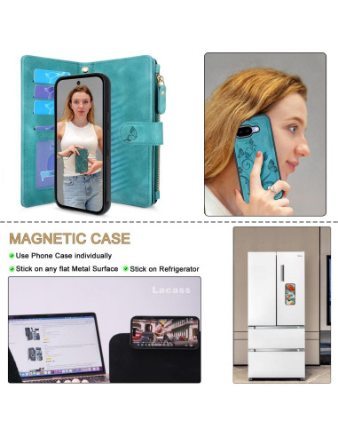 Funda Cartera Lacass para Google Pixel 9a - 12 Ranuras, Correa