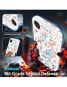 Funda Magnética Fingic para iPhone 17 Air Floral con Soporte 2