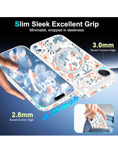 Funda Magnética Fingic para iPhone 17 Air Floral con Soporte