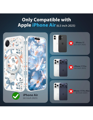 Funda Magnética Fingic para iPhone 17 Air Floral con Soporte