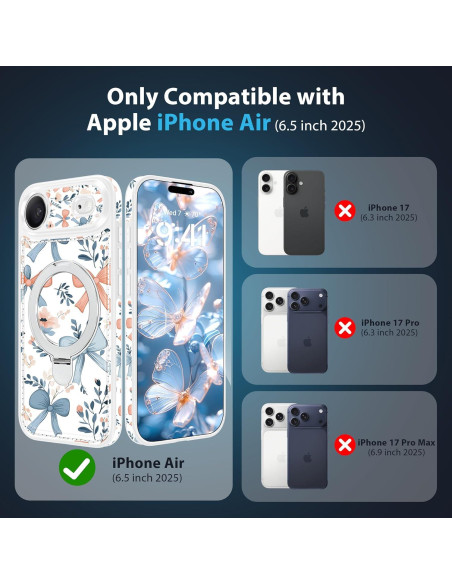Funda Magnética Fingic para iPhone 17 Air Floral con Soporte