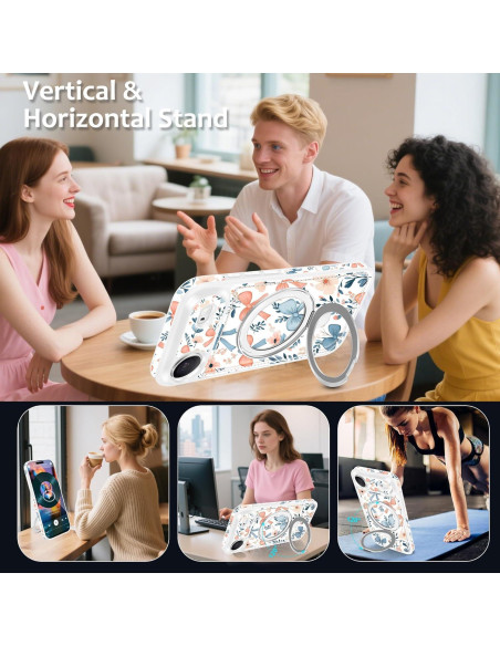 Funda Magnética Fingic para iPhone 17 Air Floral con Soporte