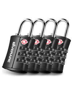 Candados de Equipaje GIVERARE TSA-109, 4 Piezas, Combinación 3 Dígitos