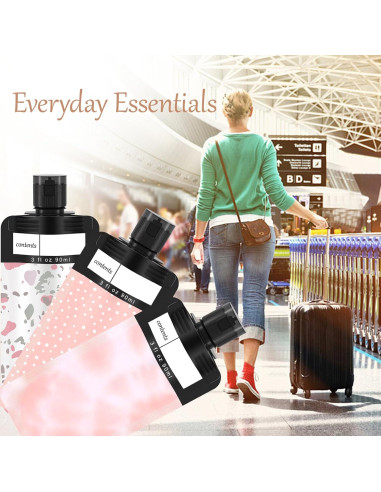 Paquete de 6 bolsas de viaje ANNGO para líquidos 90 ml rosa