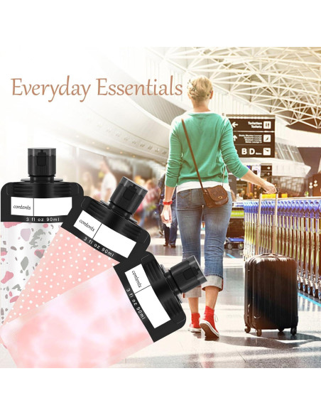 Paquete de 6 bolsas de viaje ANNGO para líquidos 90 ml rosa