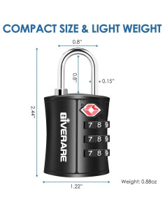 Candados de Equipaje GIVERARE TSA-109, 4 Piezas, Combinación 3 Dígitos 2