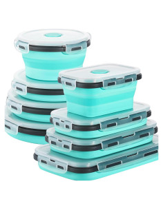 Paquete de 8 Contenedores Plegables de Silicona Sudaya 0.35-1.15 L