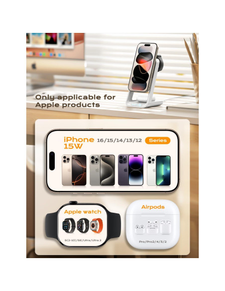 Estación de Carga 3 en 1 APOR para iPhone, Apple Watch y AirPods