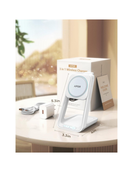 Estación de Carga 3 en 1 APOR para iPhone, Apple Watch y AirPods