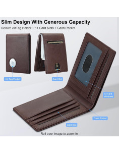 Cartera delgada Furid con AirTag y bloqueo RFID - Cuero negro 2