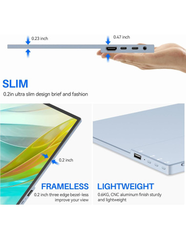 Monitor Portátil Táctil 14" Jhcztrk FHD 1920x1200 USB-C
