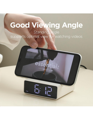 Cargador Inalámbrico Rápido 15W mooas con Reloj Mini Gris