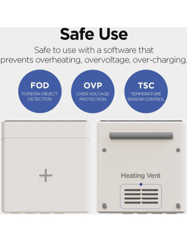 Cargador Inalámbrico Rápido 15W mooas con Reloj Mini Gris