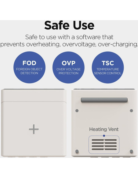 Cargador Inalámbrico Rápido 15W mooas con Reloj Mini Gris