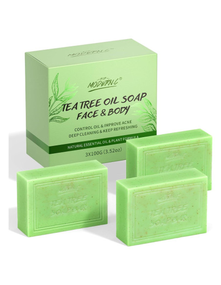 Jabón de Árbol de Té 3x100g - Limpieza Facial y Corporal