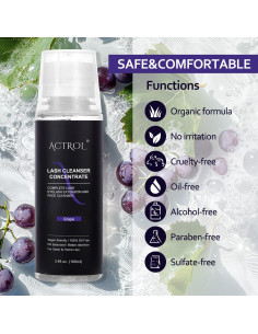 Concentrado Limpiador de Pestañas 100ml ACTROL Uva - Champú Espumoso 2