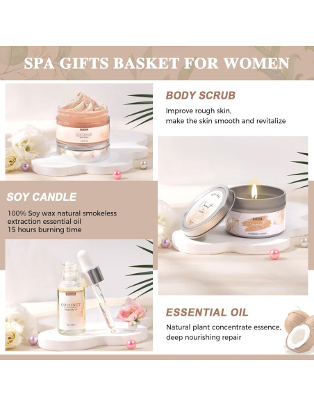Set de Cesta de Regalo de Spa HSOEIXL 12 Piezas Coco 1.06kg