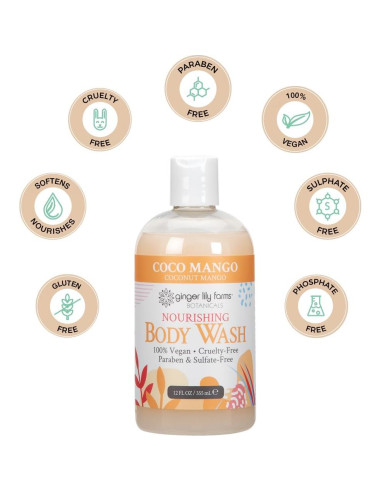 Jabón Corporal Nutritivo Ginger Lily Farms Coco Mango 354 ml