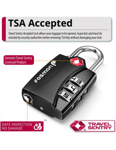 Candados de Equipaje TSA Fosmon 3 Dígitos Paquete de 4 2