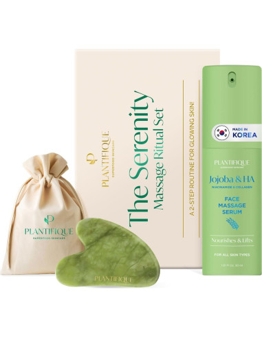 Conjunto de Ritual de Masaje Plantifique Gua Sha Jade + Aceite Jojoba