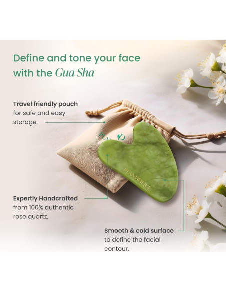 Conjunto de Ritual de Masaje Plantifique Gua Sha Jade + Aceite Jojoba