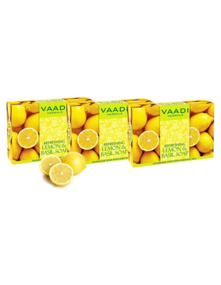 Jabón Refrescante de Limón y Albahaca Vaadi Herbals 3x75g