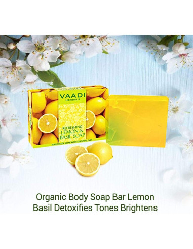 Jabón Refrescante de Limón y Albahaca Vaadi Herbals 3x75g