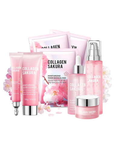 Juego de Cuidado de la Piel Sakura 8 Piezas Hidratante