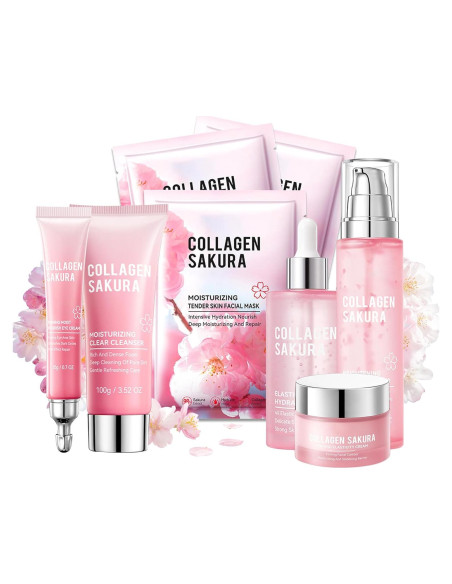 Juego de Cuidado de la Piel Sakura 8 Piezas Hidratante