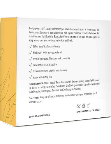 Jabón Natural de Hierba Limón Edens Garden 125 g - Hidratante