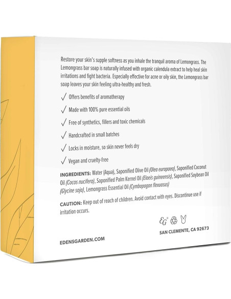 Jabón Natural de Hierba Limón Edens Garden 125 g - Hidratante