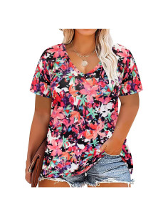 Camisetas de Verano para Mujeres Talla Grande XL-5XL Floral