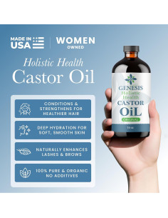 Aceite de Ricino Orgánico Genesis Holistic Health 0.47L - Puro y Prensado en Frío 2