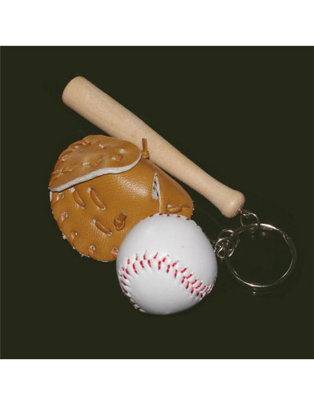 Llavero Mini Béisbol de Madera y Cuero PU - Regalo Unisex