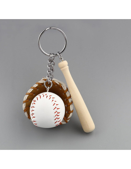 Llavero Mini Béisbol de Madera y Cuero PU - Regalo Unisex
