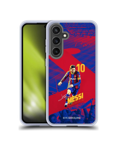 Funda de Gel Militar Head Case Designs FC Barcelona Messi para Samsung Galaxy S24 FE